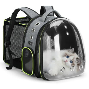 �C���R ���� �o�[�h �g���x���L�����A�[ Lekereise Cat Bubble Backpack Carrier - Expandable Large Space Cat Backpack for Kitty Small Dog up to 18lbs, Transparent Pet Carrier for Travel, Hiking, Walking & Outdoor, Gray �y���s�A���i�z