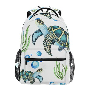 �C���R ���� �o�[�h �g���x���L�����A�[ senya School Backpack Watercolor Sea Turtles Bookbag for Boys Girls Travel Bag One Size �y���s�A���i�z
