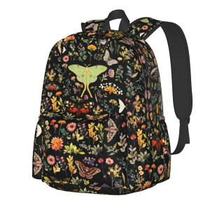 �C���R ���� �o�[�h �g���x���L�����A�[ Butterflies Moths Flower Backpack School Bag Lightweight Bookbag Casual Daypack for Girls Boys Kids Women Men Travel Laptop 16 Inch �y���s�A���i�z