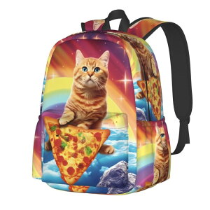 �C���R ���� �o�[�h �g���x���L�����A�[ cfpolar 17 Inch Backpack Funny Pizza Cat Rainbow Laptop Bag Shoulder Bag School Bookbag Casual Daypack For Boys Girls �y���s�A���i�z