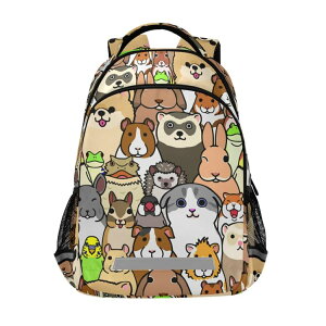 �C���R ���� �o�[�h �g���x���L�����A�[ ALAZA Doodle Pet Dog Colorful Animals Backpacks Travel Laptop Daypack School Book Bag for Men Women Teens Kids one-size �y���s�A���i�z