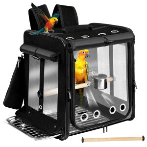 �C���R ���� �o�[�h �g���x���L�����A�[ Sanmoncare Bird Carrier for Car Travel with Seat Belt, Indestructible Stainless Steel Mesh Parrot Backpack Travel Cage �y���s�A���i�z