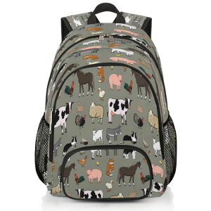 CR  o[h gxLA[ TropicalLife Cute Farm Animals Rooster Cow Bookbag 18 Inch School Backpack Teens Girls Boys Schoolbag Shoulder Computer Hiking Gym Travel Casual Travel Daypack ysAiz