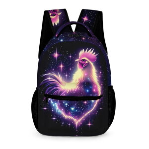 �C���R ���� �o�[�h �g���x���L�����A�[ GNEW Galaxy Chicken Backpack Cute Rooster Backpack for Kids, Rooster in Pink Purple Galaxy Starry Stars School Backpack, Universe Rooster Bookbag Elementary Middle High School Backpack,16.5 Inc �y��