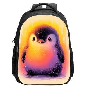 �C���R ���� �o�[�h �g���x���L�����A�[ SARA NELL Cute Penguin Backpack Penguin School Book Bag, Elementary Boys Girls School Bag Stylish Casual Daypack, Large Capacity with 2 Main Compartments, 16 Inches, Black White Orange �y���s�A��