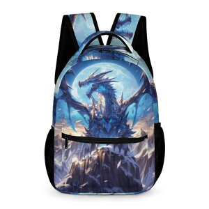 CR  o[h gxLA[ KOYI Kids Dragon Backpack Cool Blue Dragon with Moon School Backpack, Crazy Dragon Art Backpack for Boys, Elementary Boys Girls Travel Laptop Backpack for Dragon Lover, 16.5 Inch ysAiz