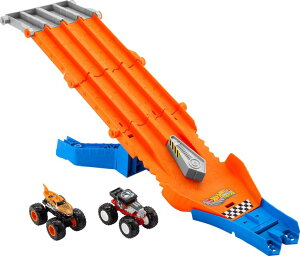 zbgEB[ X^[gbN Hot Wheels Monster Truck! Survival Race! JFR07 Ride On Toy Playset with 2 Mini Cars for Ages 4+ Orange ysAiz