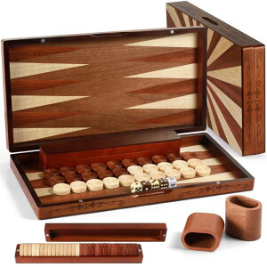 `FXZbg Syrace Wooden Folding Backgammon Set - Large 15.75" (40cm), Handcrafted Exquisite Design, Perfect for Adults & Kids, Ideal for Backgammon Enthusiasts ysAiz