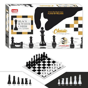 �`�F�X�Z�b�g Ankit Toys & Games Black & White Chess Set ? Durable, Portable Strategy Game for Kids & Adults Age 6+ Perfect for Family, Parties, Travel, and Gifting (Board Size 38 * 38 Cm) �y���s�A���i�z