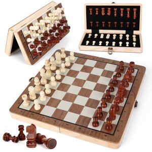 `FXZbg Joneytech Wooden Chess Set,11.5 inch Magnetic Chess Board Folding Design with Storage Travel Chess Game for Kids, Adults and Family Game Night ysAiz
