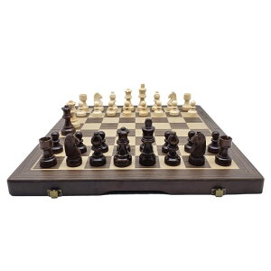 `FXZbg 15-Inch Magnetic Wooden Chess Set with Portable Folding Board Extra Queens, and Storage Slots for Adults and Kids, Classic Game Set for Travel & Home,Best Gift for Chess Enthusiasts ysAiz