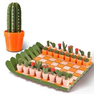 `FXZbg Cactus Chess Set - 3D Printed Cactichess - Roll Up Portable Travel Chess Board - Easy to Store Cactus Magnetic Chess Set, Fun Chess Gift for Plant Lovers ysAiz