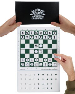 `FXZbg WE Games Mini Magnetic Travel Chess Set ? 10-Inch Foldable Board with Durable Vinyl Pieces & Extra Queens? Indoor & Outdoor Magnetic Chess Game - White Logo ysAiz