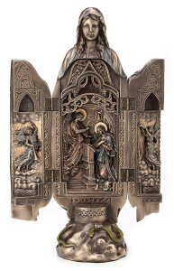 Ǌ|v  Veronese Design Lady of Grace Triptych Hinged Resin Sculpture Bronze Finish ysAiz
