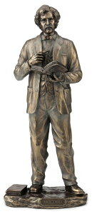 Ǌ|v  VERONESE DESIGN 11 1/4 Inch Mark Twain The Great American Writer Resin Sculpture Bronze Finish Statue ysAiz