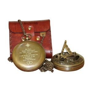 v BAZROSS Anniversary Sundial Compass Gift for Him or Her - Unique Gift Ideas for Husband or Wife, Men Wedding Anniversary 50th 40th 25th 20th Year Celebration, Unique Gift for Men ysAiz