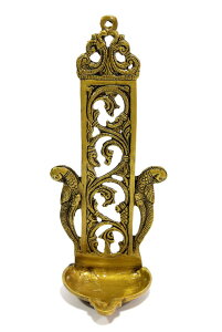 v eSplanade - Ethnic Indian Design Peacock Brass Wall Hanging Diya - 11" Inches | Home Decor | Diya | Brass Deepam | Lamps | Kuthu Vilakku | ysAiz