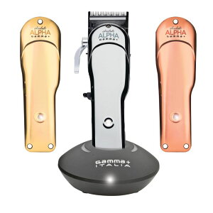 �y�b�g�o���J�� GAMMA+ Absolute Alpha Professional Modular USB Cordless Clipper with 5 Dub Magnetic Guards, Matte Silver, Rose Gold, and Gold �y���s�A���i�z