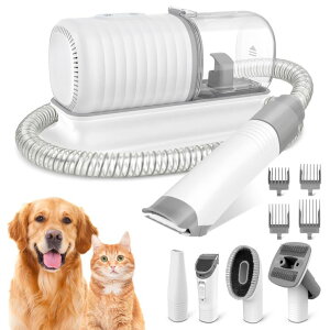 ybgoJ Dog Grooming Vacuum Kit, Pet Grooming Vacuum with Electric Dog Hair Clipper, Grooming Brush, Cleaning and Crevice Tool with 1.5L Dust Cup 5 Grooming Tools for Shedding Pet Hair, Home Cleaning ysAiz