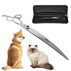 ybgoJ Professional metal 9 In Curved Grooming Scissors for Dogs and Cats,30-Degree Curves Shears for Hair Cutting with Pet at Home & Outdoor,Lightweight Stainless Steel Clippers for Dog Trimming Face,Paws ysAiz