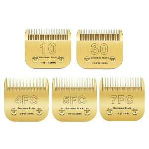 ybgoJ Andis/Oster A5/Wahl KM-10 Series Compatible 5PCS Detachable Dog Clipper Blades (Gold-#10, 30, 4FC, 5FC, 7FC) ysAiz