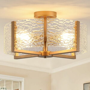 �T�t�@���B�� safavieh �e�[�u�������v �T�t�@�r�� �T�t�@���B�A Webfkh 18 inch Large Gold Semi Flush Mount Drum Ceiling Light Fixture, 4-Light Glass Close to Ceiling Lighting Fixtures for Bedroom Hallway Kitchen Foyer Bathroom Closet 