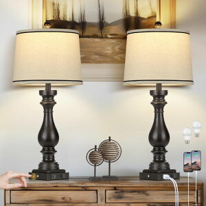 �T�t�@���B�� safavieh �e�[�u�������v �T�t�@�r�� �T�t�@���B�A Rinweey 27.5 Farmhouse Table Lamp for Living Room Set of 2,Vintage Bedside Nightstand Lamps with USB C+A Ports & AC Outlet,3-Way Dimmable Touch Control Retro Black Desk 