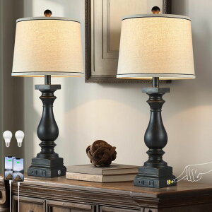�T�t�@���B�� safavieh �e�[�u�������v �T�t�@�r�� �T�t�@���B�A MOUVOVO 28 Tall Farmhouse Table Lamps Set of 2 with USB C+A Ports and AC Outlet, 3 Way Touch Control Rustic Bedside Lamp for Bedroom, Black Vintage Nightstand Lamp for L 