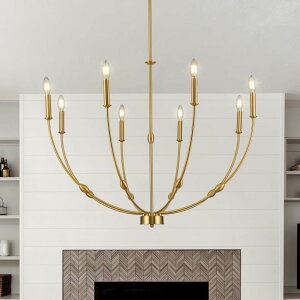 Tt@B safavieh e[uv Tt@r Tt@BA ACANER 8-Light Modern Gold Candle Chandeliers, 35 Inch Large Brass Chandelier for Dining Room, High Ceiling Pendant Light Fixture for Living Room, Kitchen, Entryway, Foye 