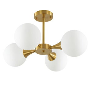 Tt@B safavieh e[uv Tt@r Tt@BA KCO Lighting Modern Globe Ceiling Light Gold Semi Flush Mount Sputnik Chandelier Mid Century Frosted Glass Ceiling Lamp for Living Room Dining Room Bedroom (4-Light) y
