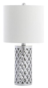 �T�t�@���B�� safavieh �e�[�u�������v �T�t�@�r�� �T�t�@���B�A Safavieh Lighting Collection Rorie Silver Lattice 21-inch Bedroom Living Room Home Office Desk Nightstand Table Lamp (LED Bulb Included) �y���s�A���i�z