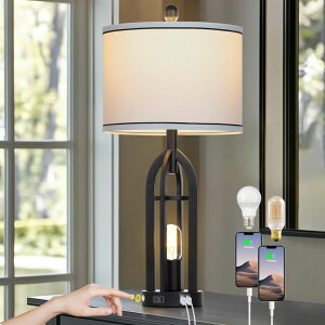 �T�t�@���B�� safavieh �e�[�u�������v �T�t�@�r�� �T�t�@���B�A 27" Tall Vintage Table Lamp with USB C+A & Outlet,Black Industrial End Table Lamp for Living Room,Farmhouse Rustic Bedside Lamps with Night Light for Bedroom Nightstand,B 