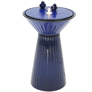 K[f  CeA u^  ̃IuWF EH[^[tH[t@Ee Ultym 28" Ceramic Birdbath Outdoor Fountain, Modern Pedestal Water Feature with LED Lights, Soothing Bubbling Waterfall for Garden, 