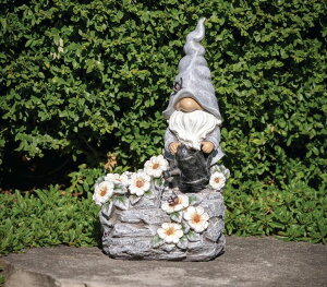 K[f  CeA u^  ̃IuWF EH[^[tH[t@Ee Roman, 13.5" H Gnome and Flowers Garden Fountain, Outdoor Decor, Decorative Garden Statue ysAiz