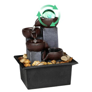  ̃IuWF e[ugbvt@Ee CeA Water Fountains Indoor-Waterfall-Tabletop Fountain-Desk Fountain with Rainbow Colors LED Lighting from Spinning Crystal Ball-Relaxing Waterfall n River Rocks for