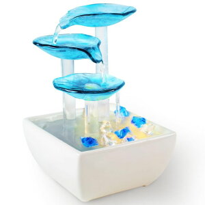   ̃IuWF e[ugbvt@Ee CeA EPEECE Homie Ceramic Tabletop Fountain - Blue Zen Relaxing Water Feature for Home & Office D?cor, Indoor Desktop Fountain with Natural Sound, Unique Gift Idea 