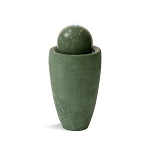   ̃IuWF e[ugbvt@Ee CeA XBrand 25.98" H Green Round Stone Indoor/Outdoor Modern Sphere Water Fountain w/LED Lights ? Ball Bubbling Fountain D?cor for Garden, Patio, or Tabletop y