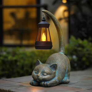 K[fCgLED\[[Cg \[[p[ MININOVA Solar Garden Statues Cat Figurine with Solar Light Outdoor Decorations for Patio Yard Lawn Ornament Housewarming Birthday for Mom Grandma Friends ysAiz