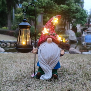 �K�[�f�����C�gLED�\�[���[���C�g �\�[���[�p���[ Yardancer Solar Gnome Garden Statues Outdoor D?cor with Lantern- Gnome Figurines Solar LED Light Lawn Ornaments - Yard Decorations for Patio, Balcony, Backyard -Unique House Warming G �y