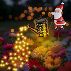 �K�[�f�����C�gLED�\�[���[���C�g �\�[���[�p���[ Christmas Claus Solar Kettle Lights, Santa Pouring Fairy Garden Lawn Decorative Outdoor Watering Can with LED String, Waterproof Decoration for Patio, Pathway, Yard (Right) �y���s�A��