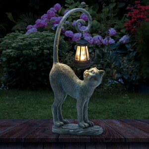 K[fCgLED\[[Cg \[[p[ REYISO Christmas Decorations Outdoor Cat Garden Statues with Solar Lights, Fall Home Decor Cat Figurines for Lawn,Patio,Balcony,Porch,Yard Art Ornament- Birthday Gifts for Women Grandm y