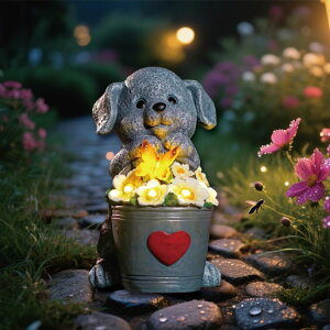 �K�[�f�����C�gLED�\�[���[���C�g �\�[���[�p���[ yiilead Solar Dog Statue with LED Light,Outdoor Decorations Dog Figurine Light, Unique Dogs Gift for Women,Mom,Lover,Housewarming �y���s�A���i�z