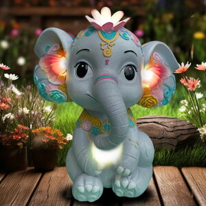 K[fCgLED\[[Cg \[[p[ Sgreatiny Solar Garden Outdoor Statue Elephant with 4 LED Lights,Lawn Decor Statue for Patio, Balcony,Yard Ornament,Ideal Gift for Christmas,Women,Mom,Grandma,Birthday or Unique Housew y