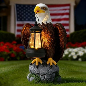 �K�[�f�����C�gLED�\�[���[���C�g �\�[���[�p���[ Jesokiibo American Bald Eagle Statue with Solar Light Christmas Animal Decoration, Garden Decor Sculptures Statues Outdoor, Yard & Lawn Figurine, Bald Eagle Gift for Men (Bald Eagle-Li �y
