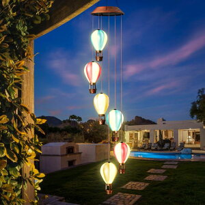 �K�[�f�����C�gLED�\�[���[���C�g �\�[���[�p���[ Singingarden Solar Wind Chimes for Outside - Hot Air Balloon Solar Lights Outdoor Decor Gifts for Women Mom Grandma Birthday �y���s�A���i�z
