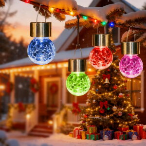 �K�[�f�����C�gLED�\�[���[���C�g �\�[���[�p���[ SOLPEX 12 Pack Solar Outdoor Lights Decorative, Hanging Christmas Decoration Solar Light Outdoor Solar Powered Waterproof Lights, Hanging Globe Light for Garden, Yard, Patio, Lawn(Colo �y