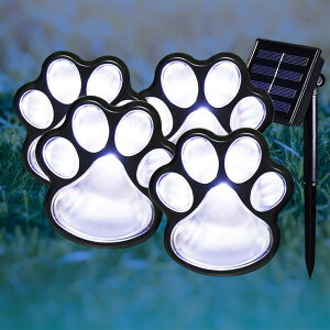 �K�[�f�����C�gLED�\�[���[���C�g �\�[���[�p���[ Elnsivo Paw Print Solar Outdoor Lights, Solar Lights Outdoor Waterproof Dog Paw Light (Set of 4), Cat Puppy Animal Garden Light Path Lamp Walkway Lighting for Patio,Yard, Any Pet Lover �y