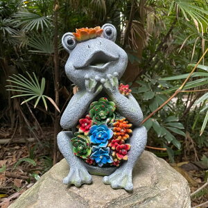 �K�[�f�����C�gLED�\�[���[���C�g �\�[���[�p���[ WNXURT Solar Garden Frog Statues with Outdoor Light for Outdoor Decor Succulent and 8 LED Lights Solar Frog Art Decor for Lawn Yard Decor Gifts for Women Mother's Day Birthday �y���s�A