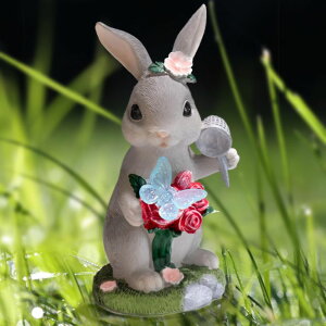 �K�[�f�����C�gLED�\�[���[���C�g �\�[���[�p���[ NYUWOAURC Garden Statues Rabbit with Solar Light,Bunny Outdoor Garden Decor Ornaments for Patio Yard Art,Birthday Easter House Warming Garden Gift for Women Mom,Resin Animal Figurine w �y