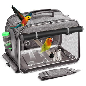 �C���R ���� �o�[�h �g���x���L�����A�[ Sanmoncare Airline Approved Bird Carrier, Indestructible Stainless Steel Mesh Parrot Travel Cage, Cockatiels Travel Carrier Lightweight and Portable with Water Bottle and Bowl �y���s�A���i�z